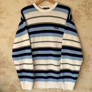 Y2K Southpole Blue & White Striped Crewneck Sweater Size XL